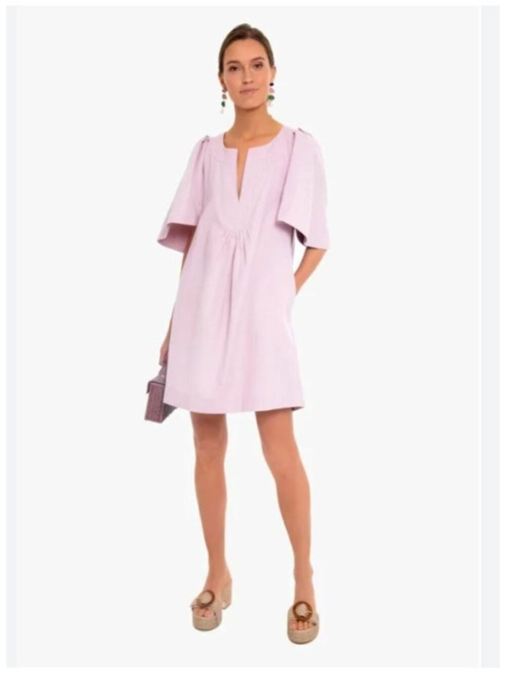 Pomander Place Finley Dress Womens Small Pink Puff Sleeve Shift Short